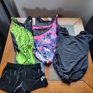Bundle of 3 Gymnastics Leos and 1 pair of shorts